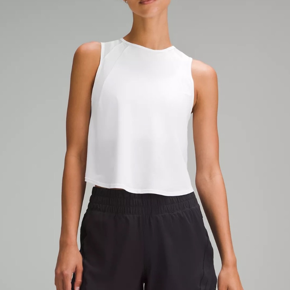 LULU sculpted, cropped pleaded tank top